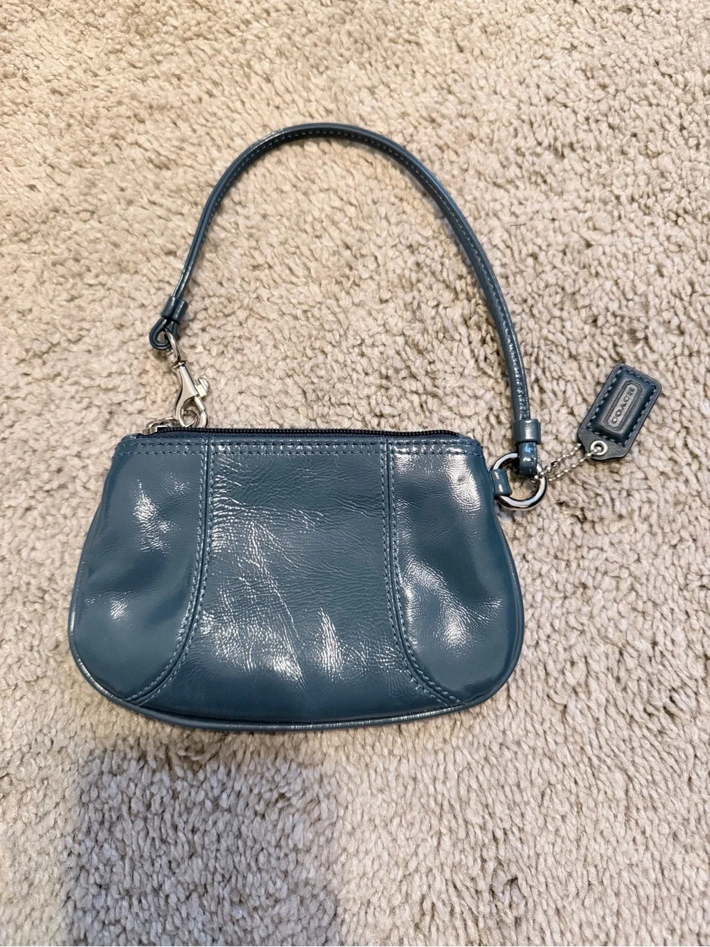 Coach Teal Patent Leather Wristlet
